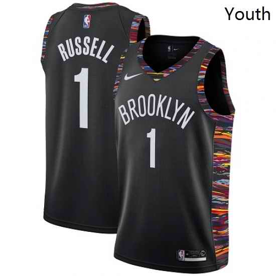 Youth Nike Brooklyn Nets 1 DAngelo Russell Swingman Black NBA Jersey 2018 19 City Edition